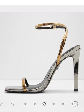 ALDO Metallic Gold & Silver Ankle-Strap High Heel Sandals